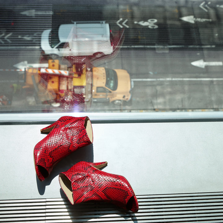 Sclarandis - Alessa Peep Toe Boot - Red Python - Editorial