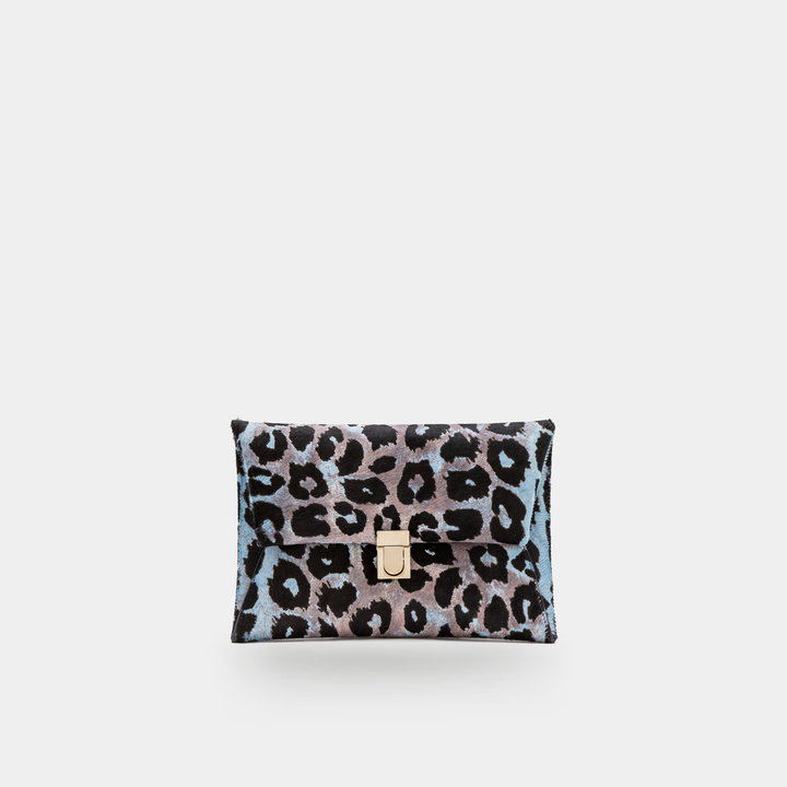Blue haircalf Leather Clutch 