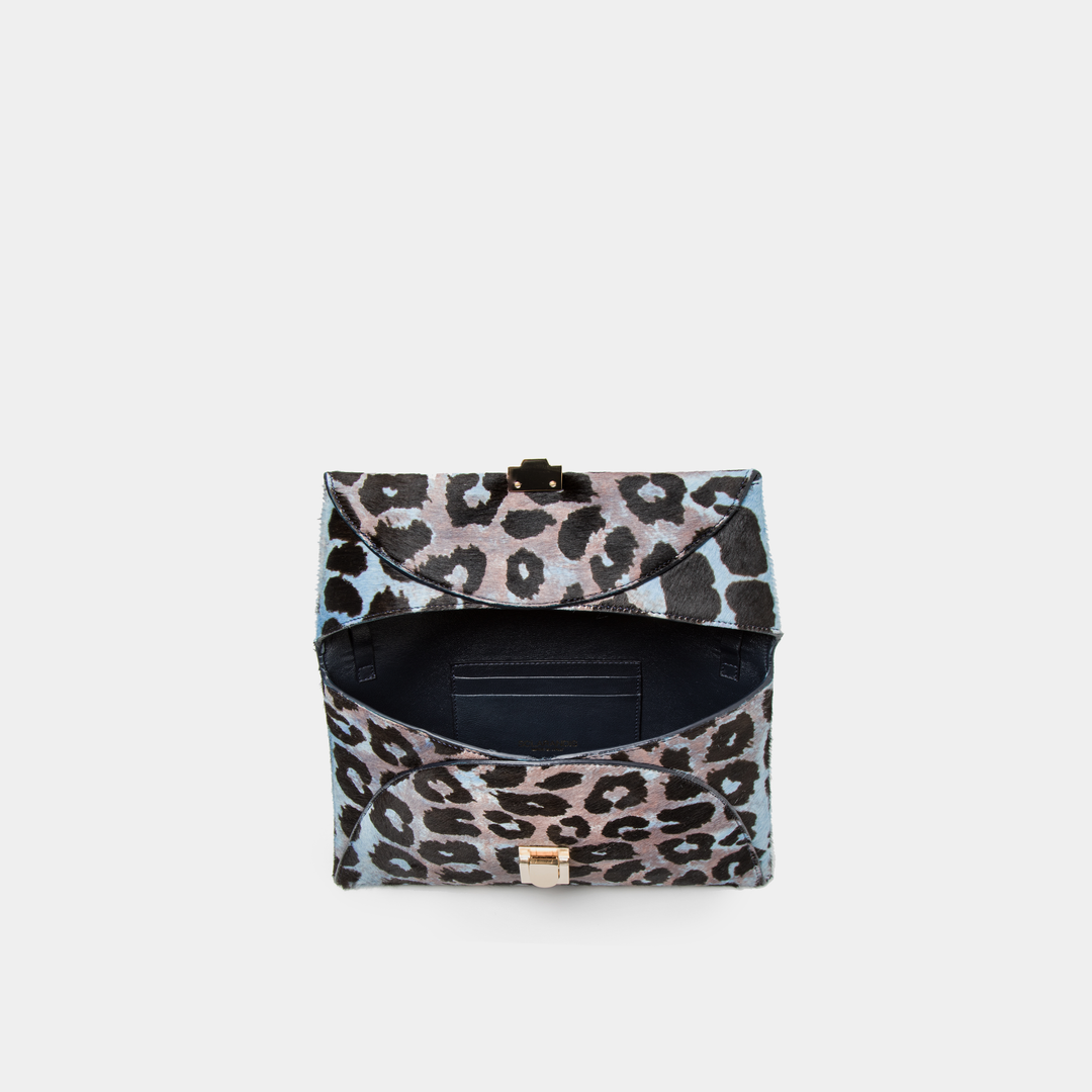 Blue haircalf Leather Clutch 